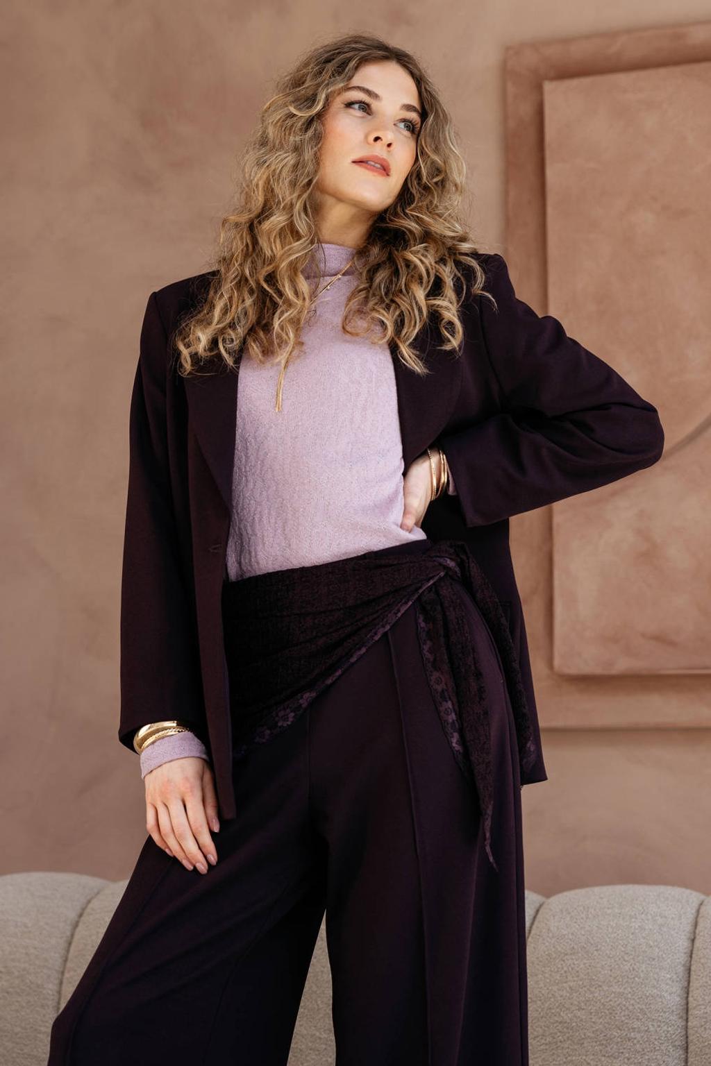 &Co Woman oversized blazer - donkerpaars