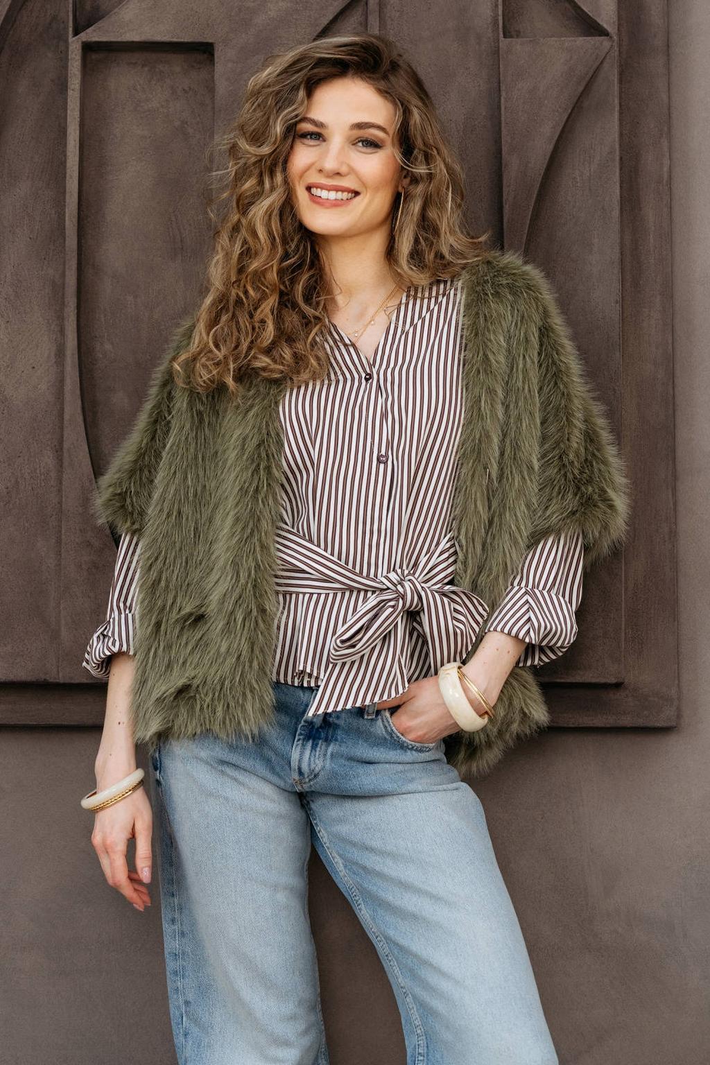 &Co Woman faux fur jas - groen