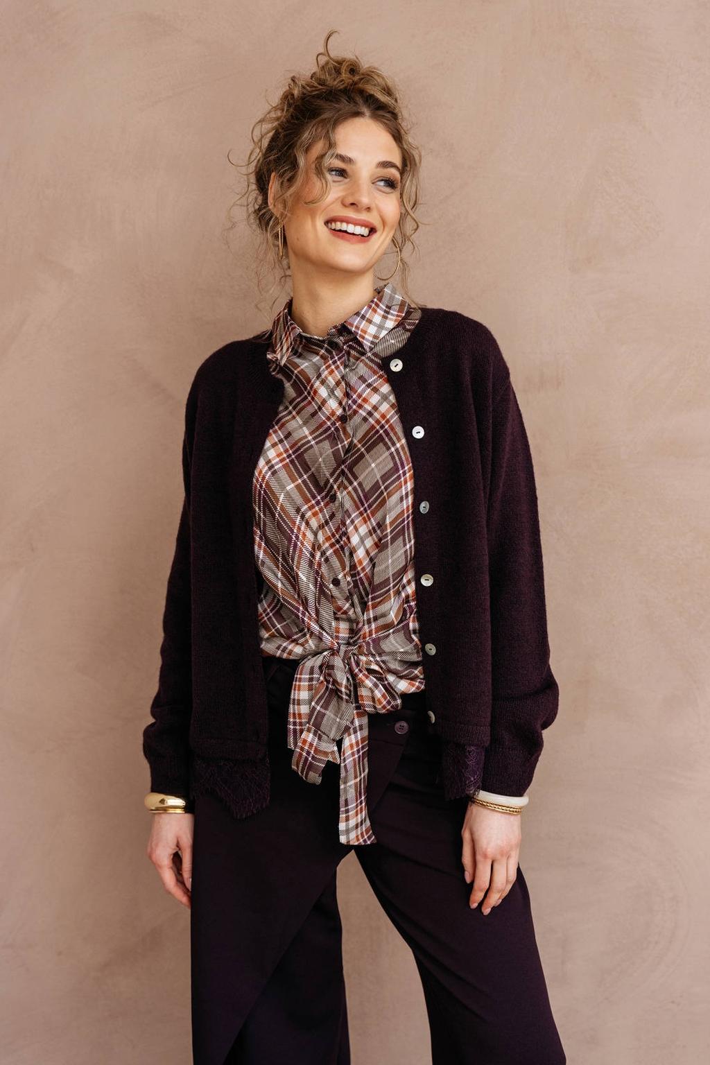 &Co Woman tapered broek - donkerpaars