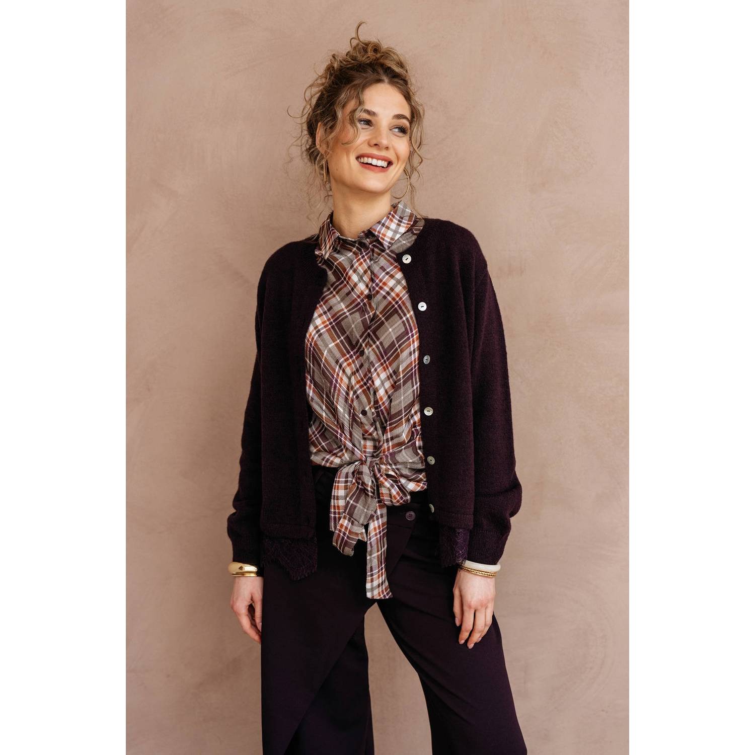 &Co Woman tapered broek donkerpaars