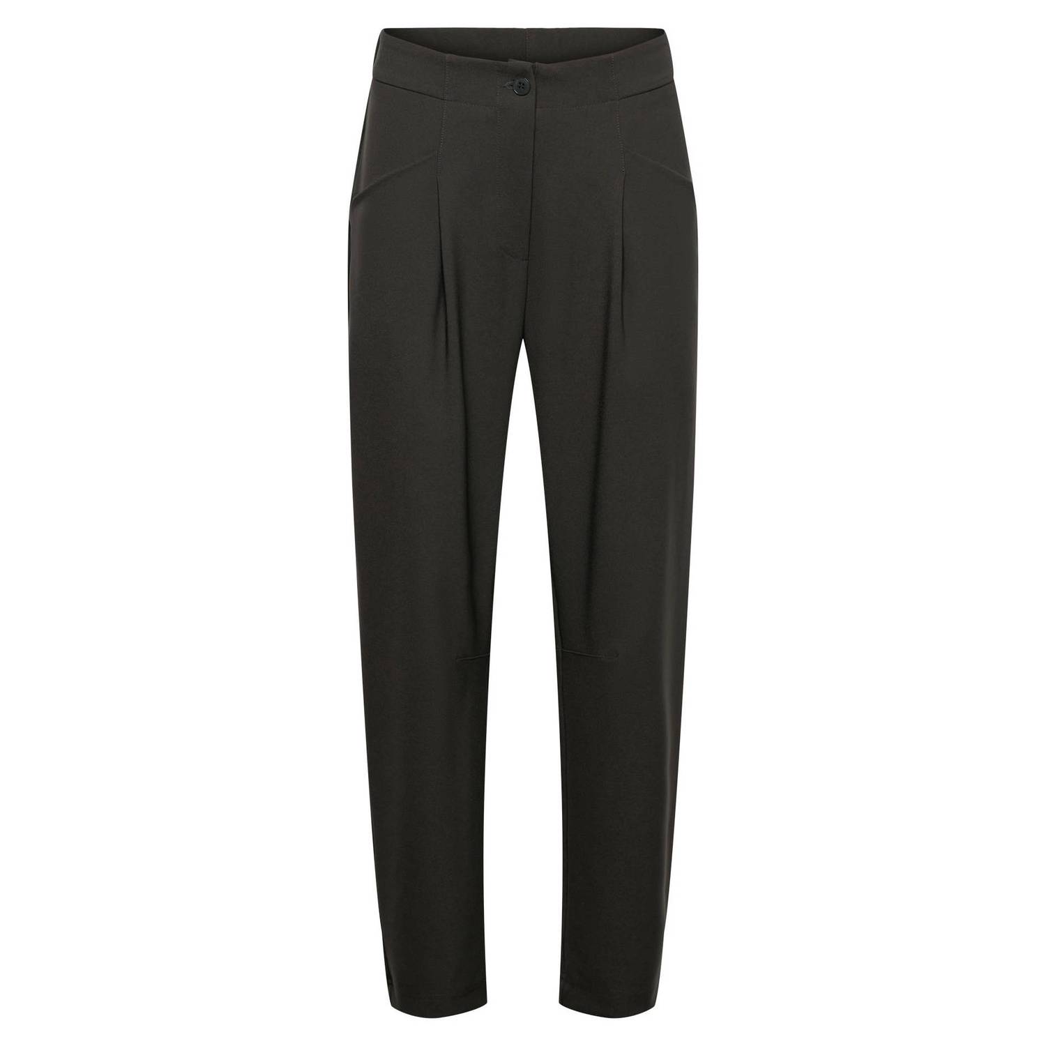 &Co Woman travelstof slim fit broek met plooien donkergroen