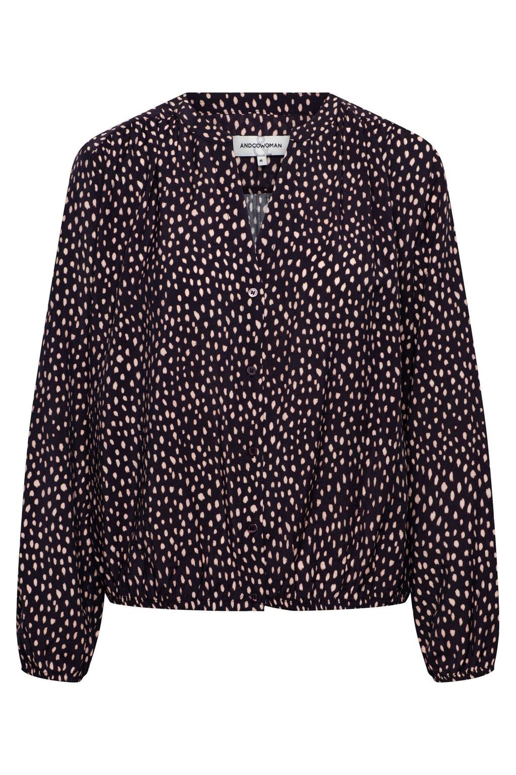 &Co Woman blouse met stippen - donkerpaars