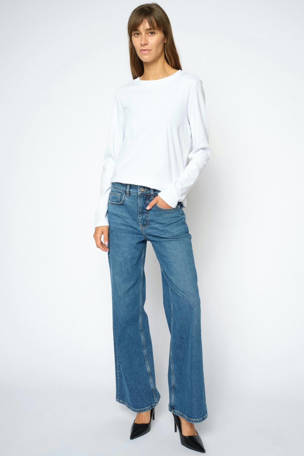 Mos Mosh wide leg jeans - medium blue denim