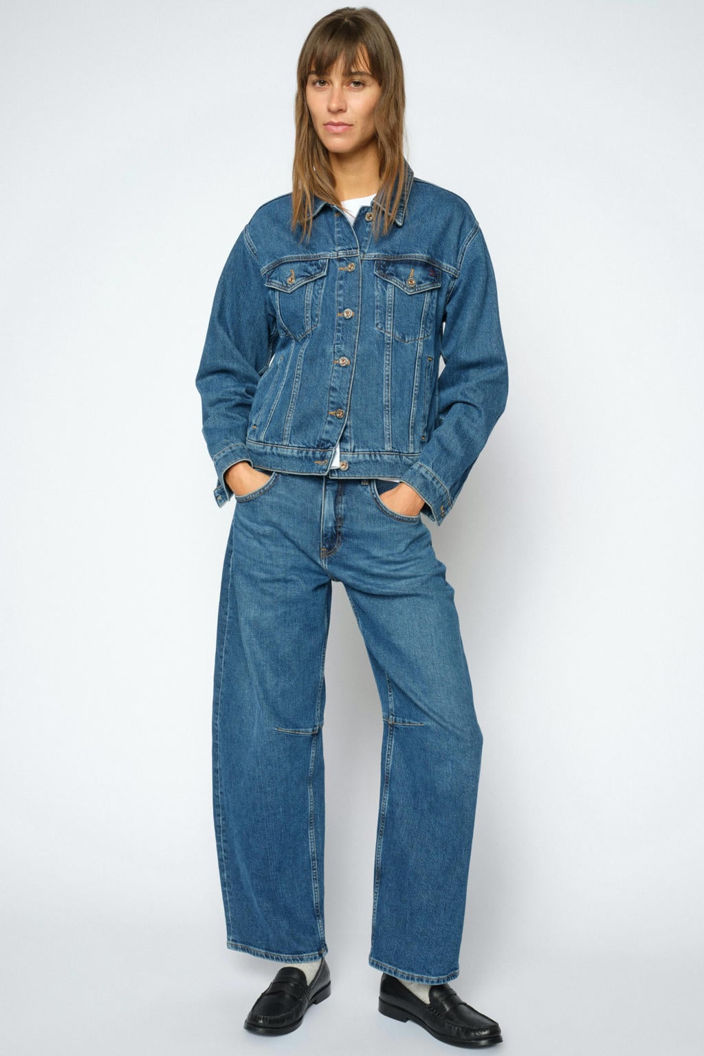 Mos Mosh high waist barrel jeans - medium blue denim