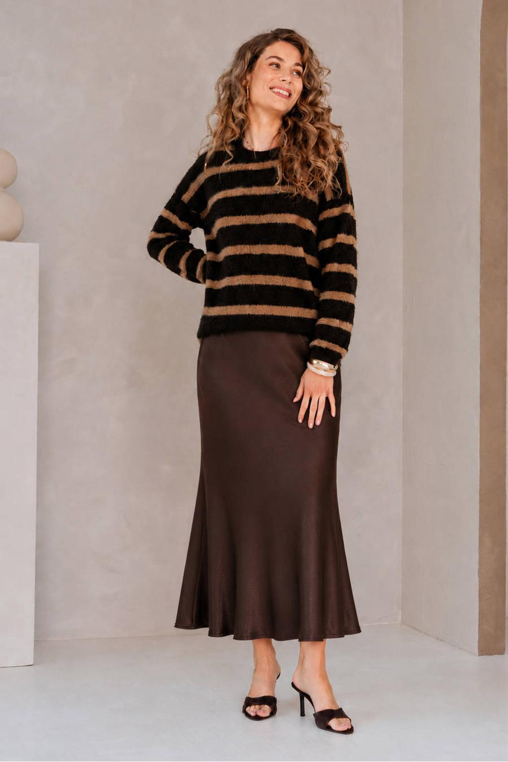 &Co Woman gestreepte pullover - donkerbruin