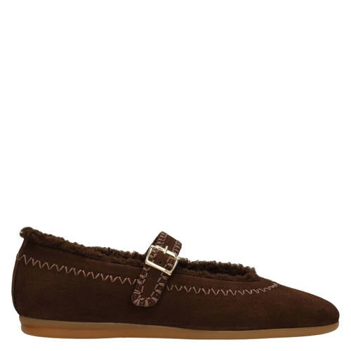 Manfield suède ballerina’s donkerbruin