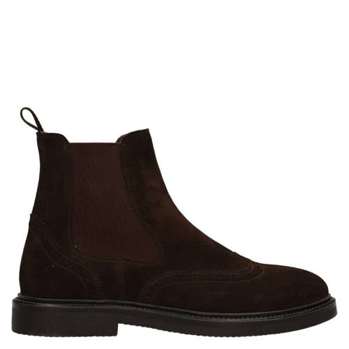 Manfield suède chelsea boots donkerbruin