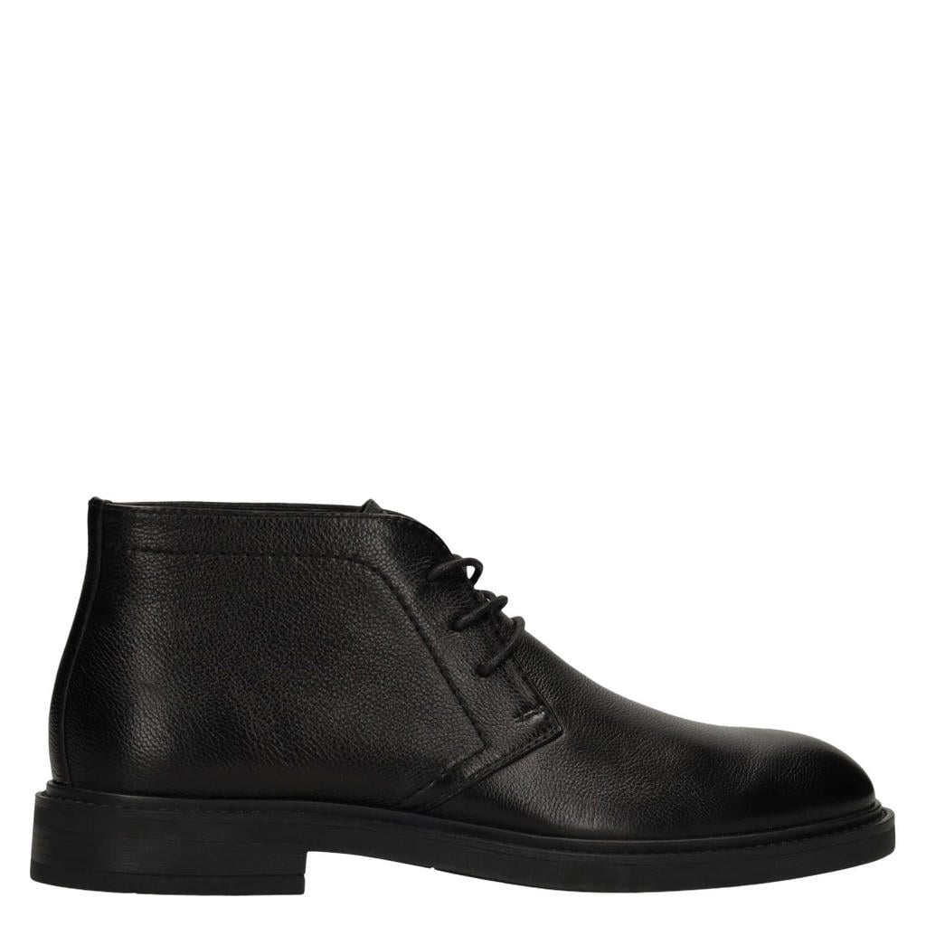 Zwarte heren Manfield leren veterschoenen -