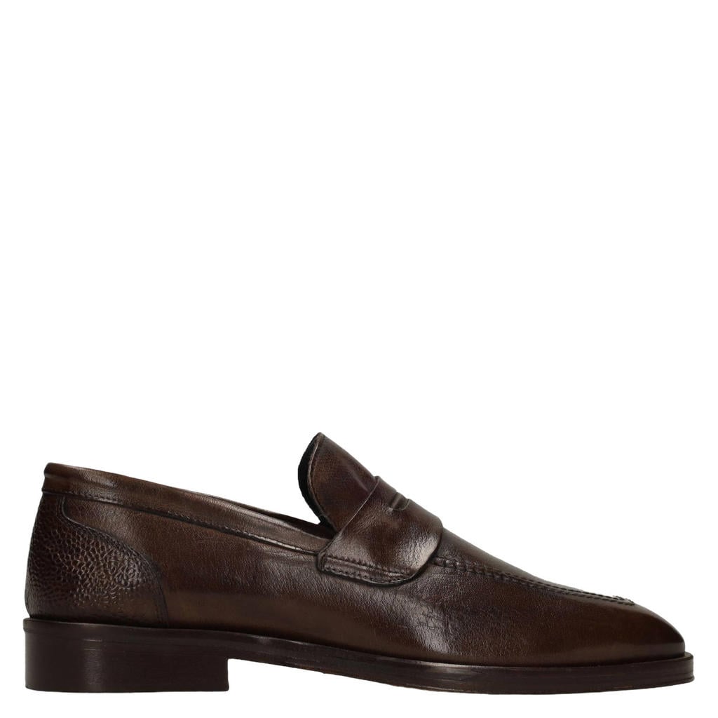 Donkerblauwe heren Black Label leren loafers -
