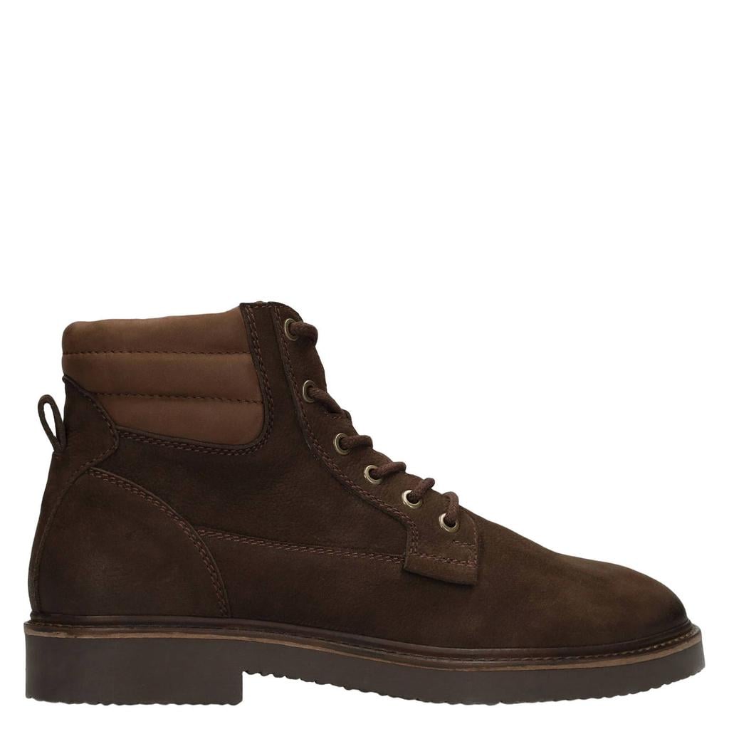 No Stress suède veterboots met profielzool - donkerbruin
