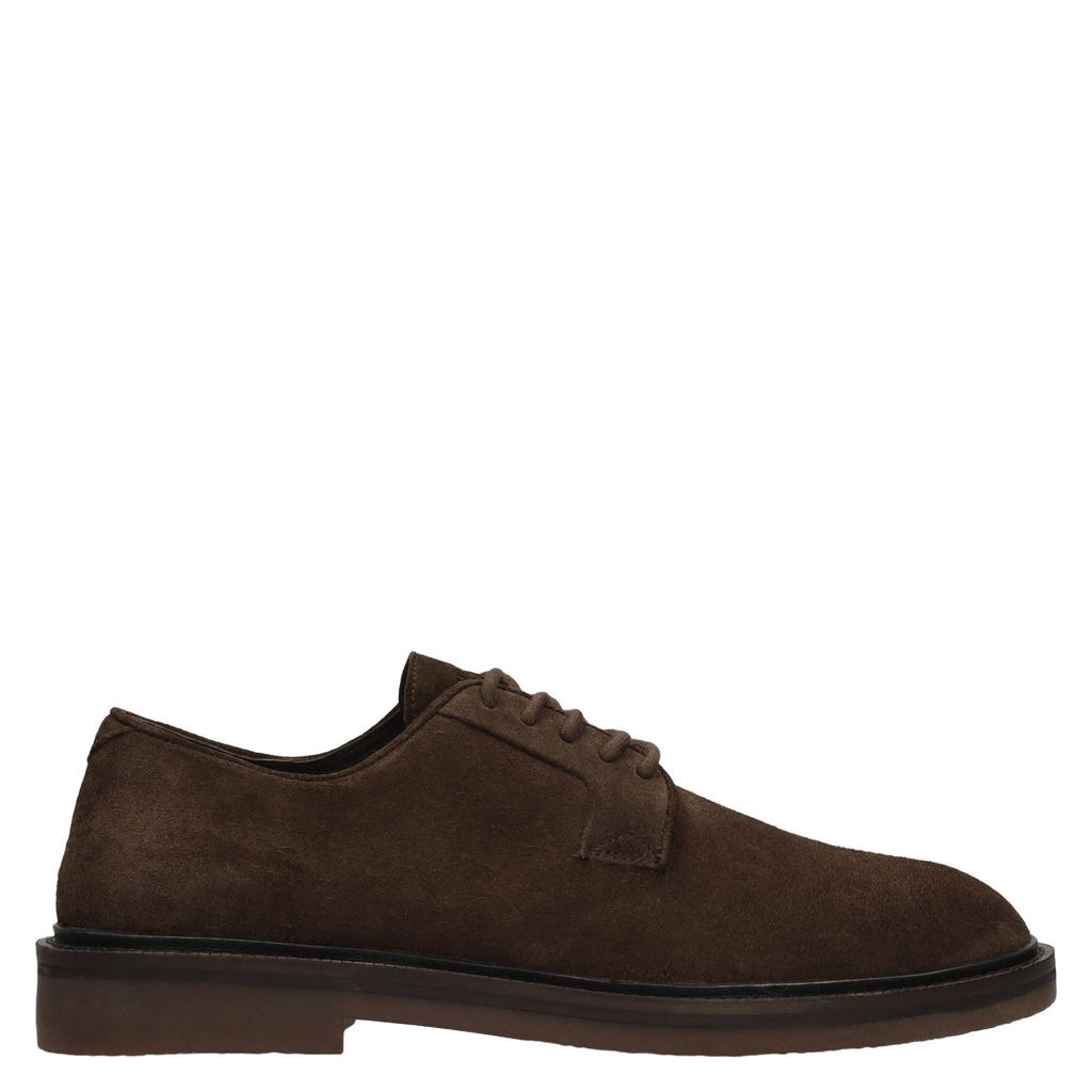 Manfield suède veterschoenen - bruin