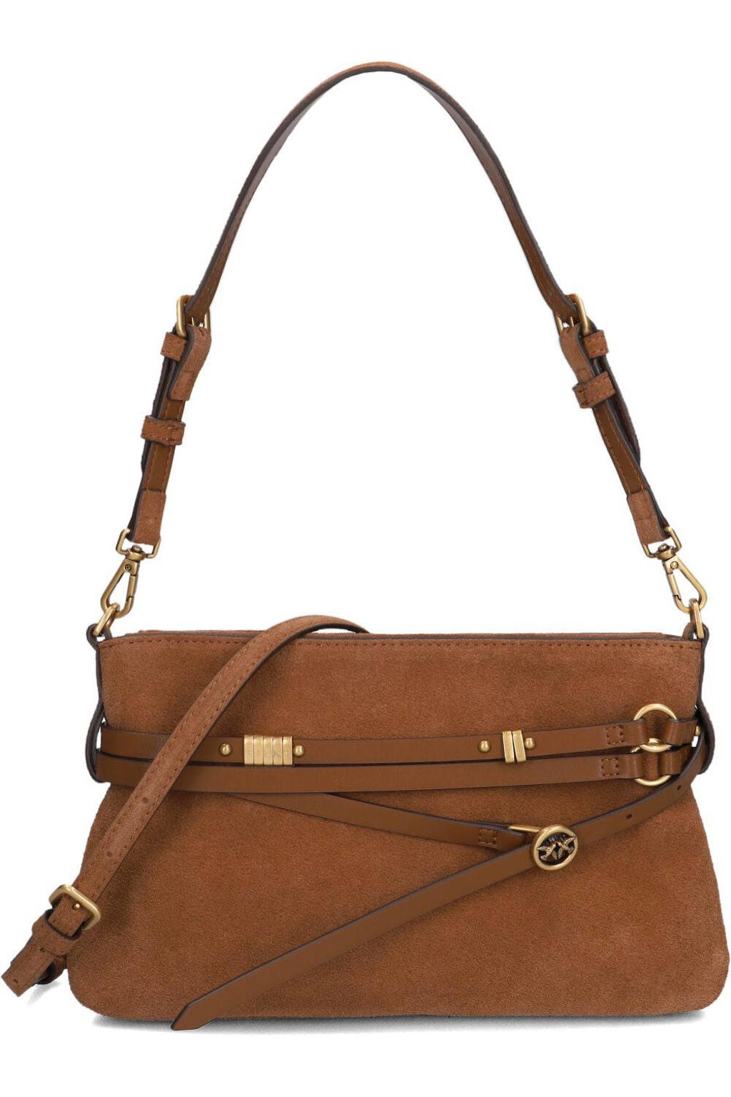 Pinko Schoudertassen Belt Bag Mini Suede Cognac - One size