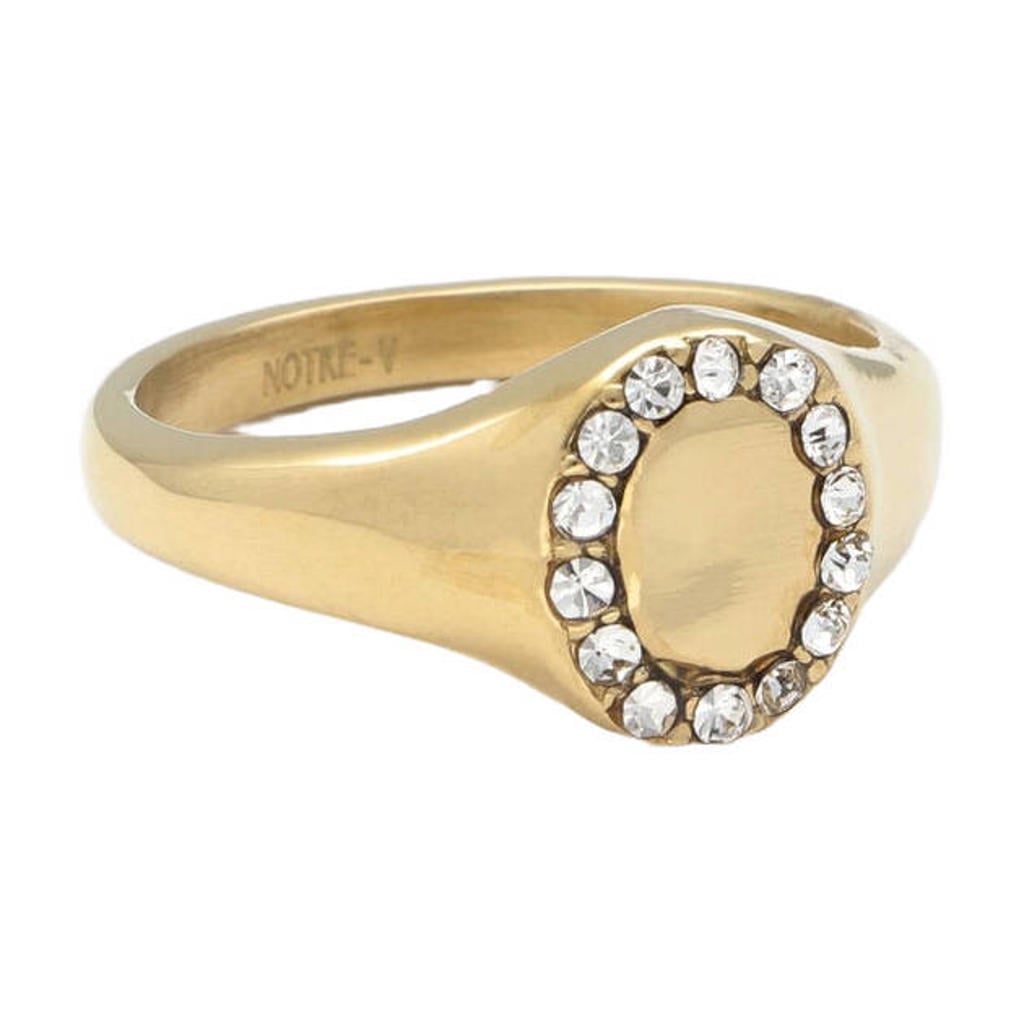 Notre-V Sieraden Ring Round Strass Goudkleurig - One size