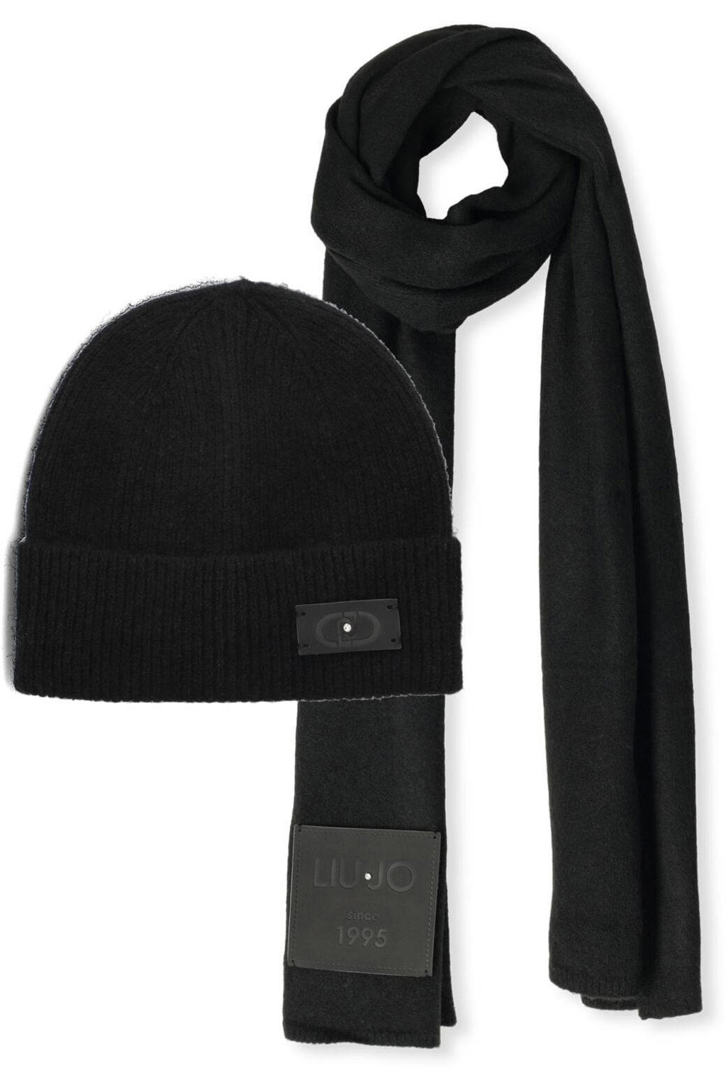 Liu Jo Sjaals Set Beanie/sciarpa Con Tag Zwart - One size