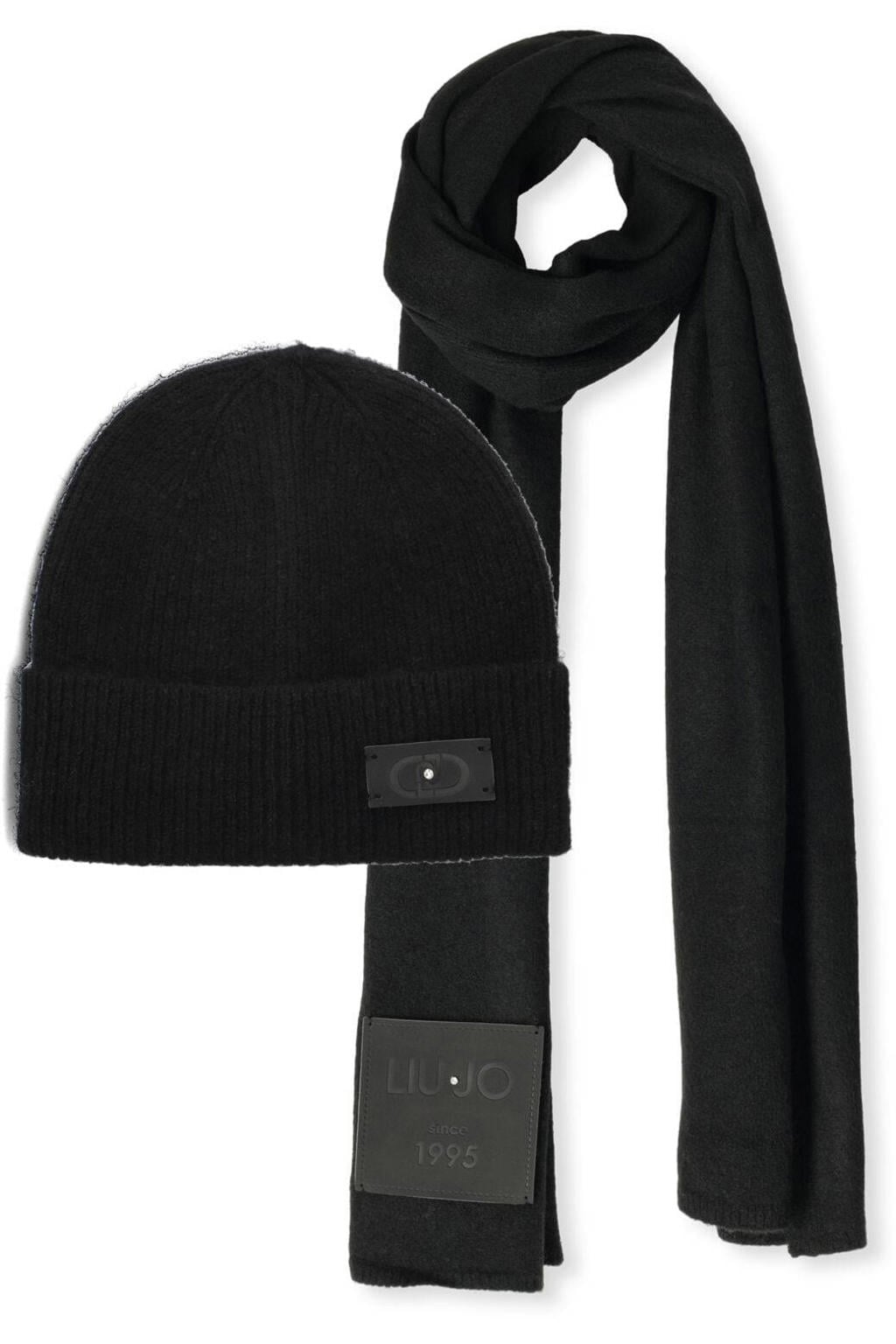 Liu Jo Sjaals Set Beanie/sciarpa Con Tag Zwart - One size