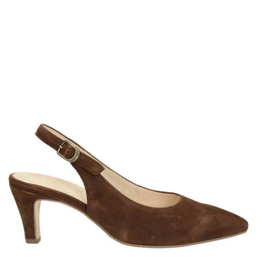 Gabor suède slingback pumps met hak bruin