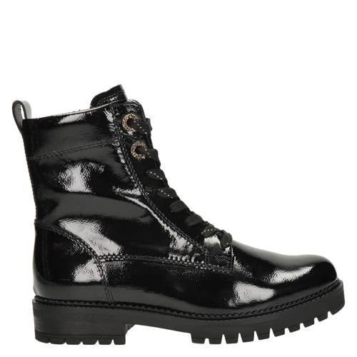 Gabor lakleren veterboots met profielzool zwart