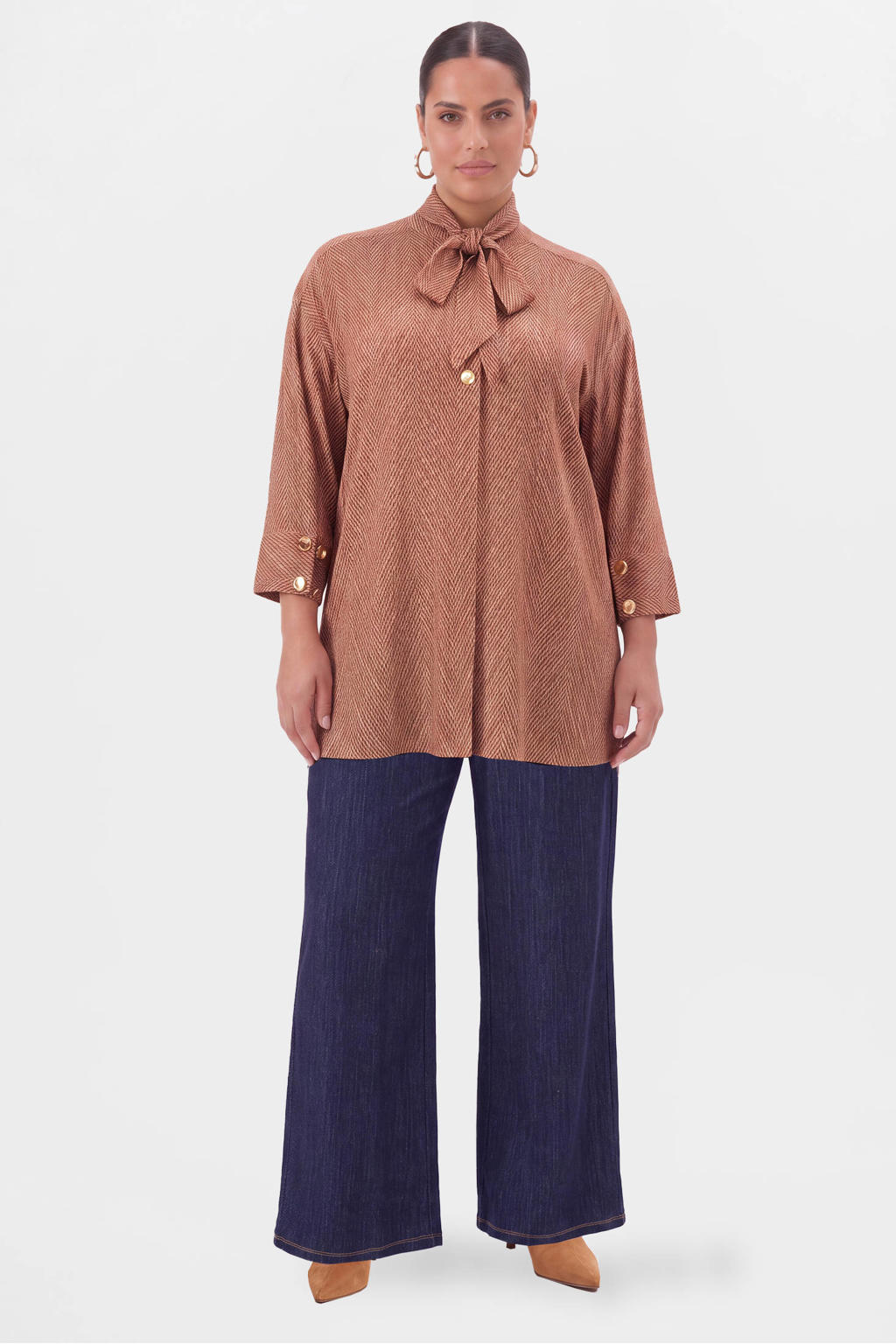 YOEK tuniek Plus Size - donkerbruin