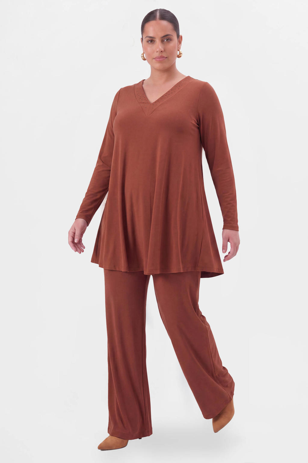 YOEK tuniek Plus Size - donkerbruin