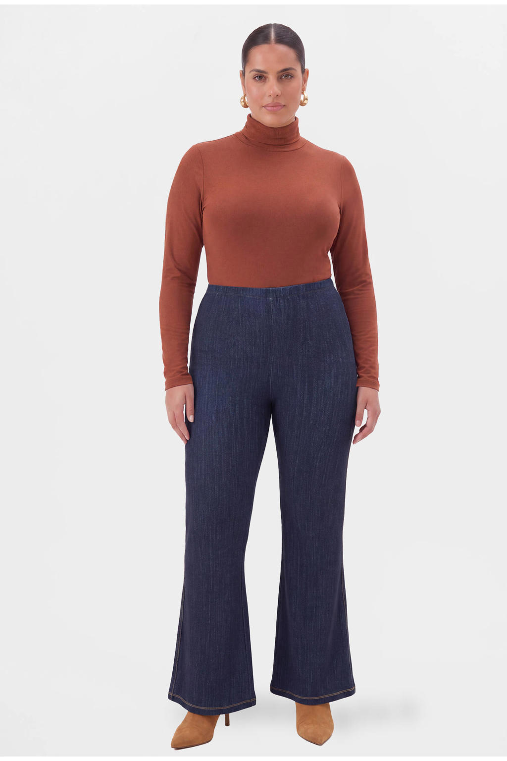 YOEK Dolce flared broek Plus Size -- dark blue denim