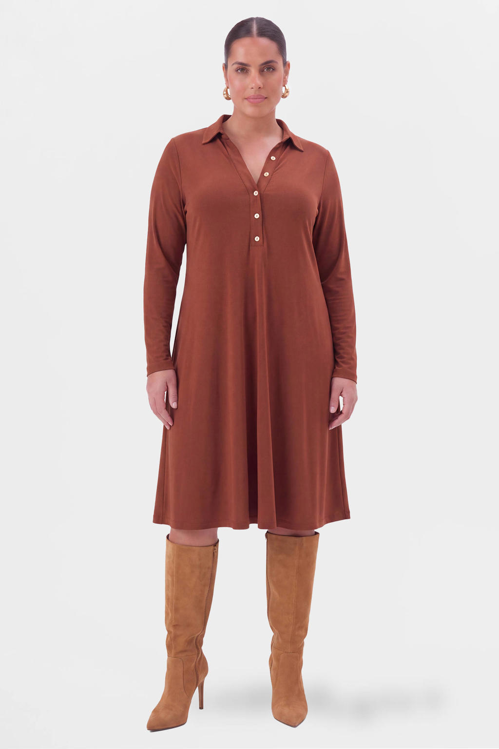 YOEK jurk Plus Size - bruin