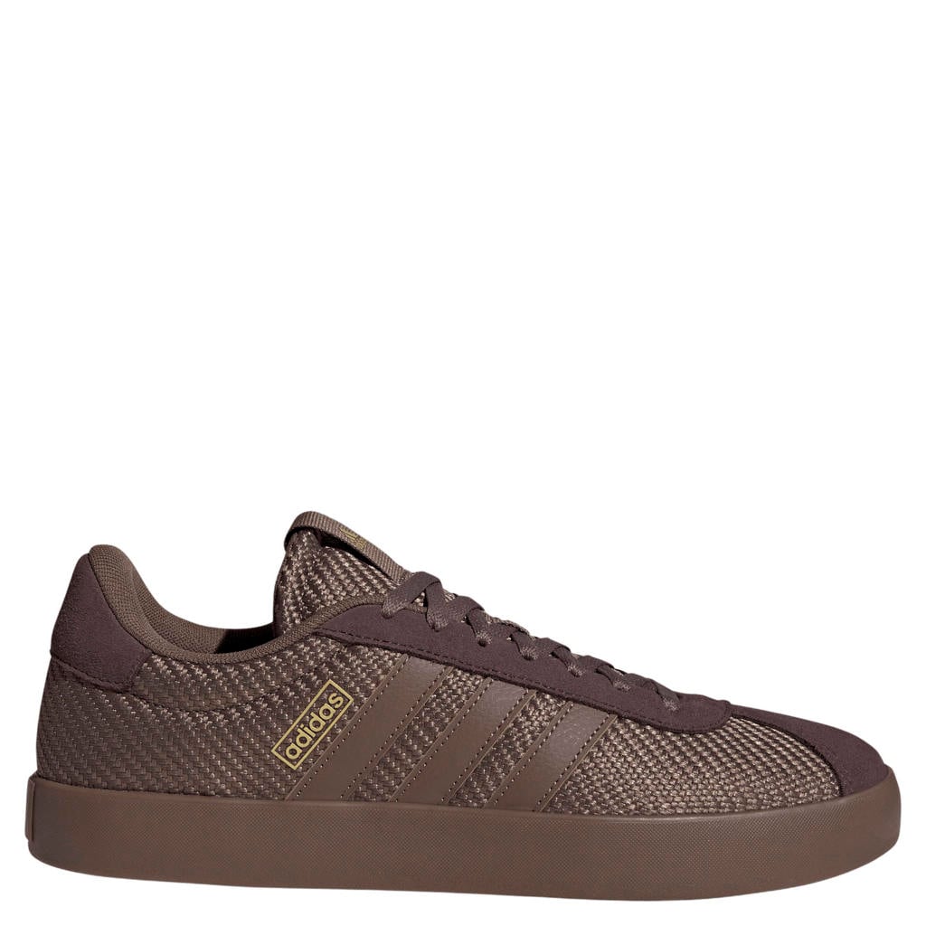 Bruine heren adidas Sportswear VL Court leren suède sneakers - met veters