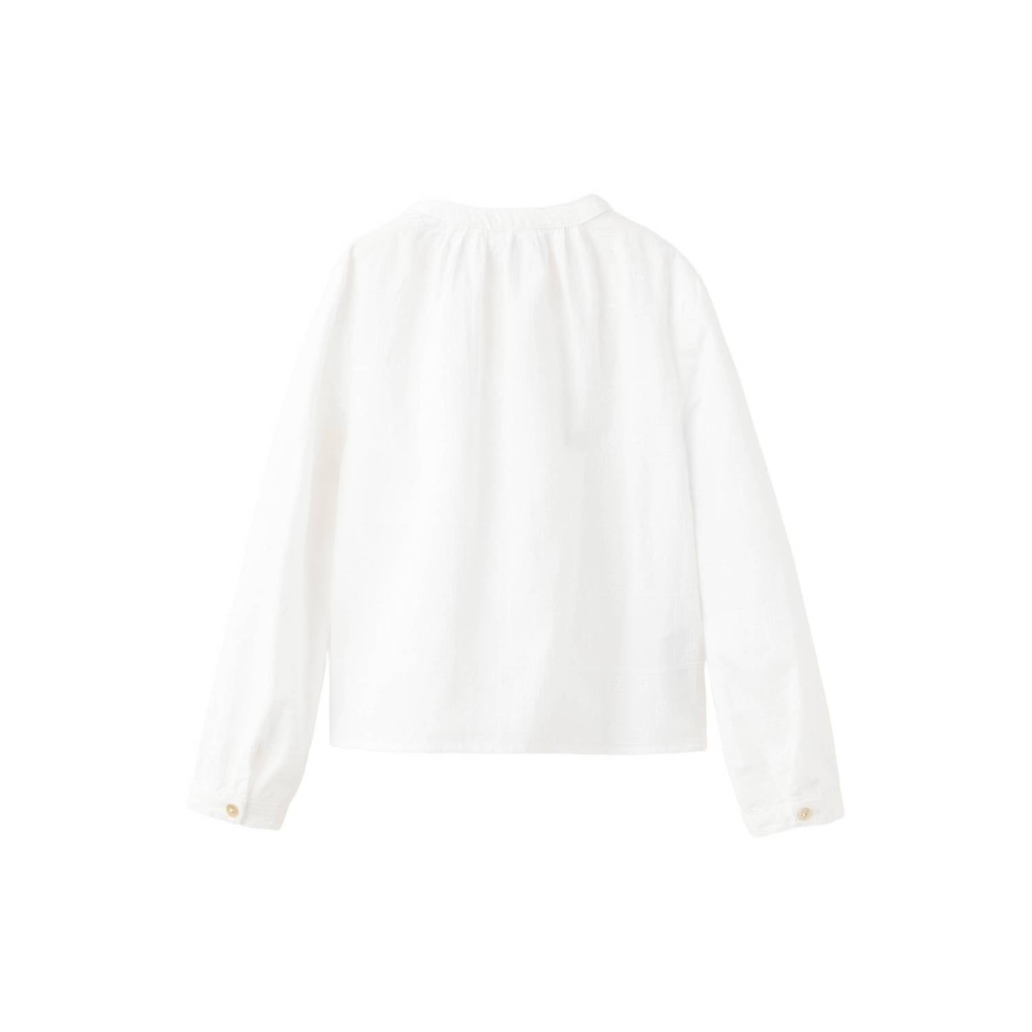 Mango Kids rechtvallende blouse met borduursels wit