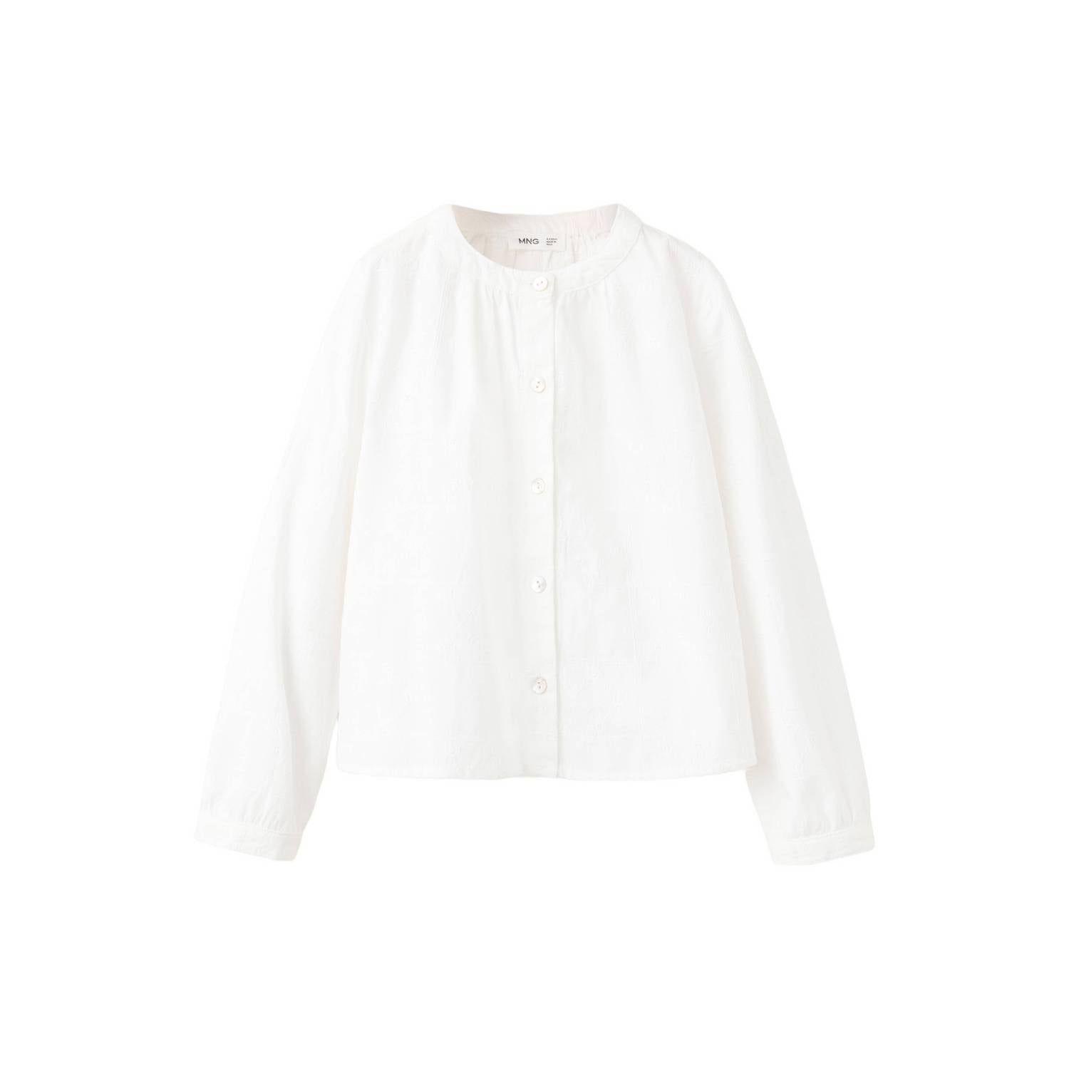 Mango Kids rechtvallende blouse met borduursels wit