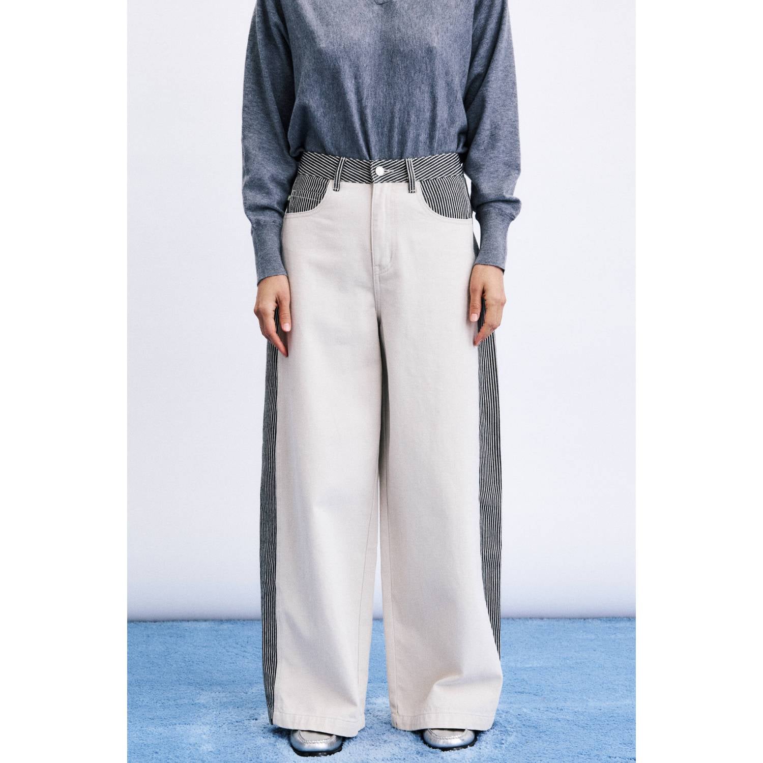 FRNCH wide leg jeans wit