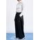 FRNCH imitatieleren wide leg broek - zwart