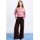 FRNCH high waist wide leg broek - donkerbruin