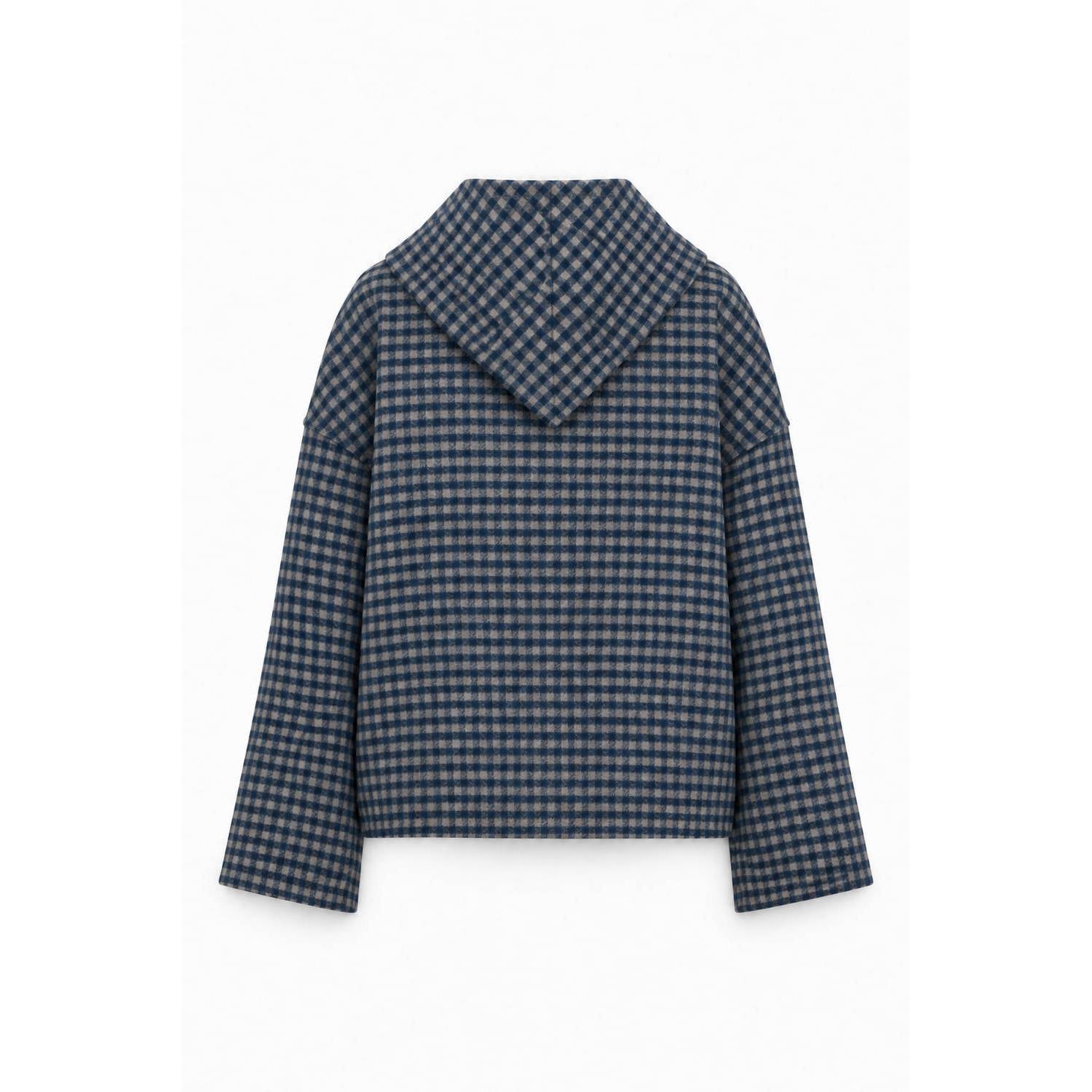 FRNCH wollen geruite jas blauw