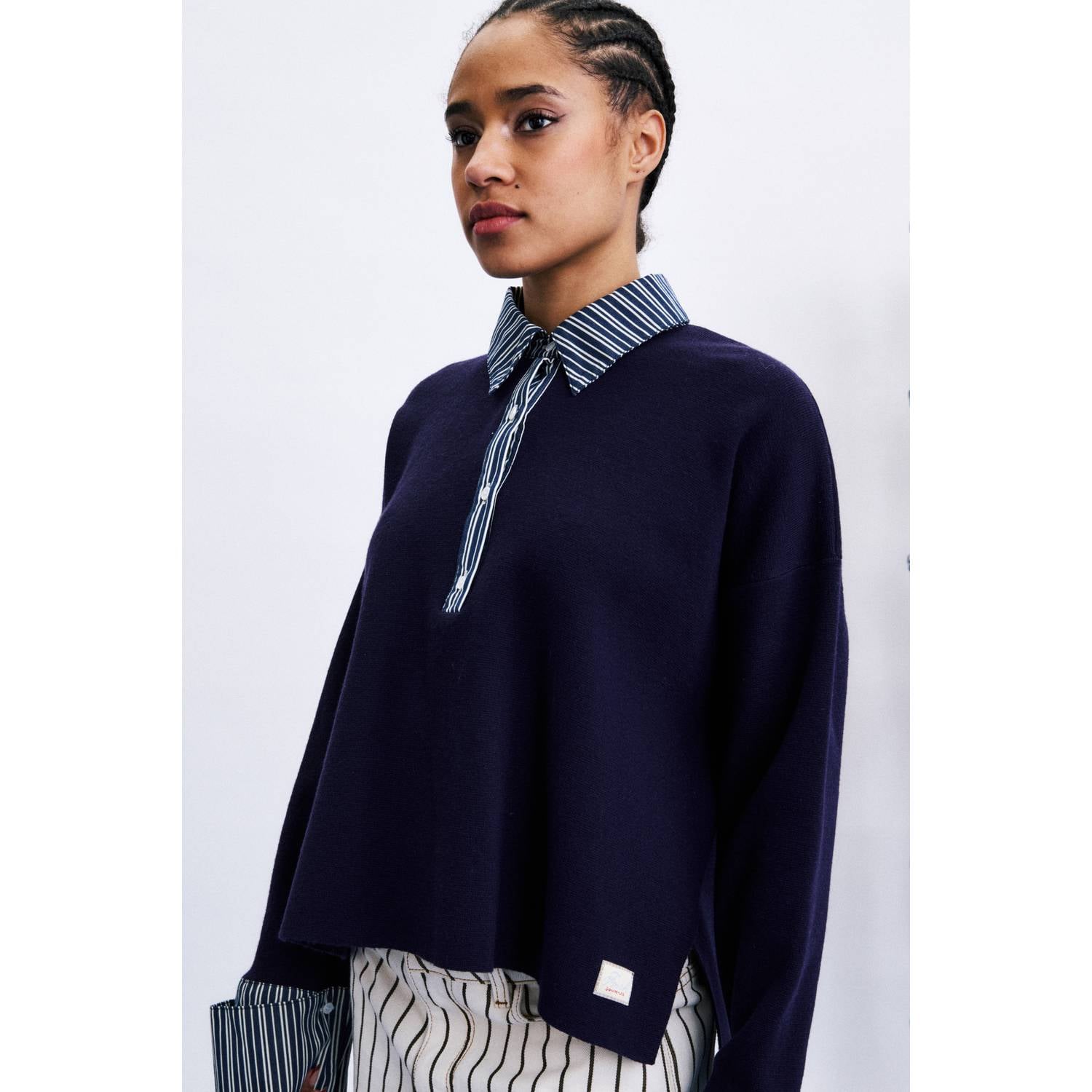 FRNCH wollen top donkerblauw