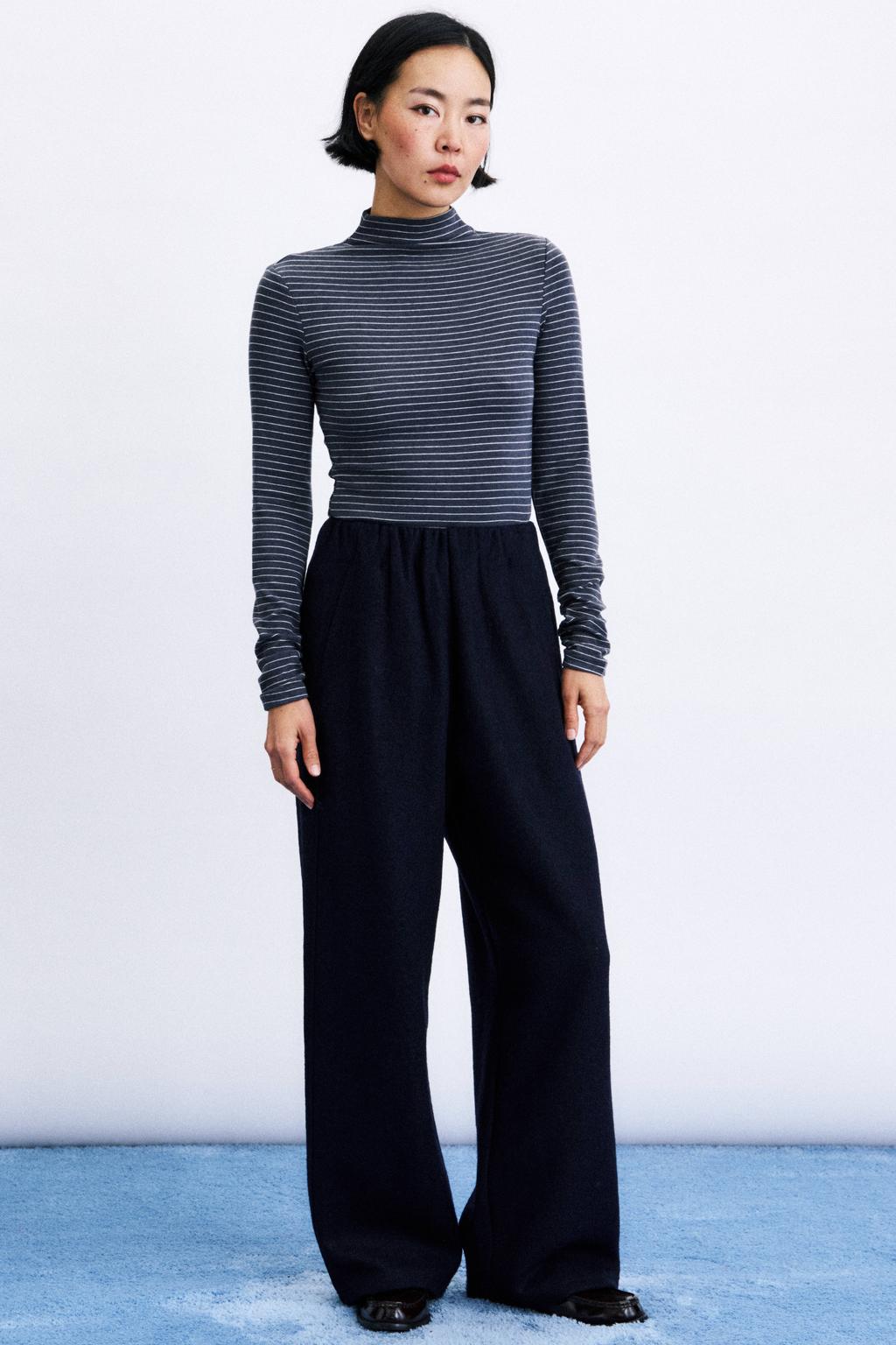 FRNCH wide leg broek - donkerblauw