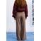 FRNCH wide leg broek met krijtstreep - bruin