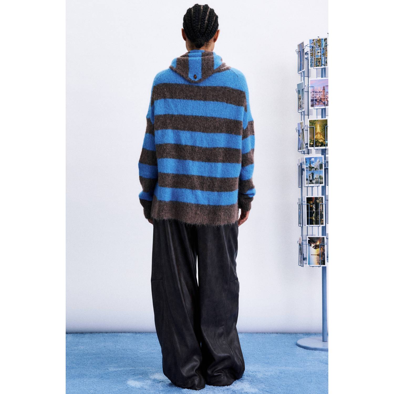 FRNCH gebreide gestreepte trui met wol blauw