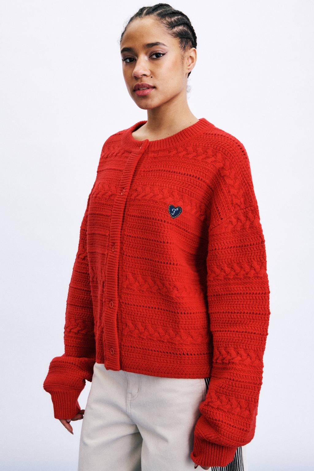 FRNCH wollen gebreid vest - rood