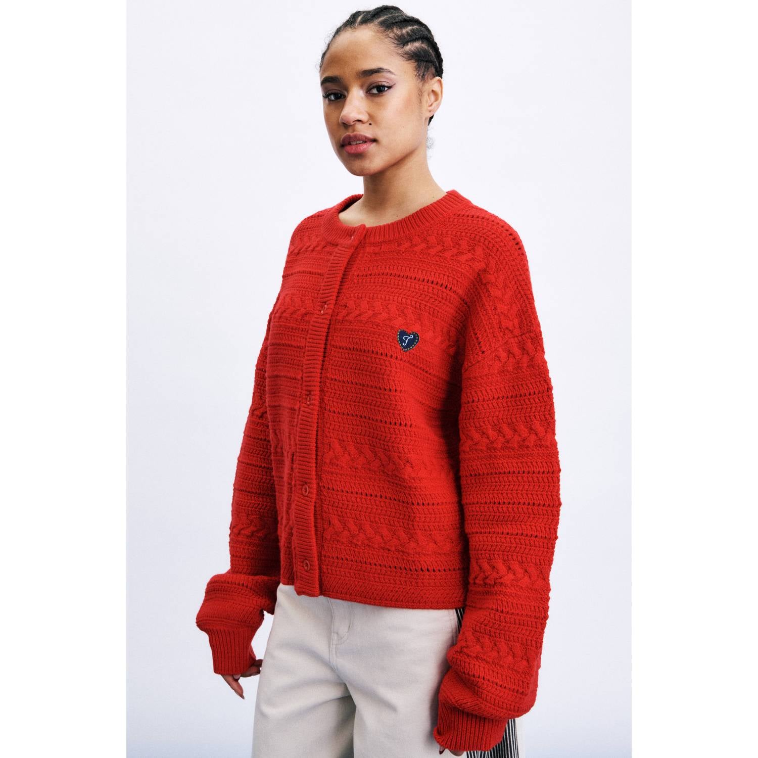 FRNCH wollen gebreid vest rood