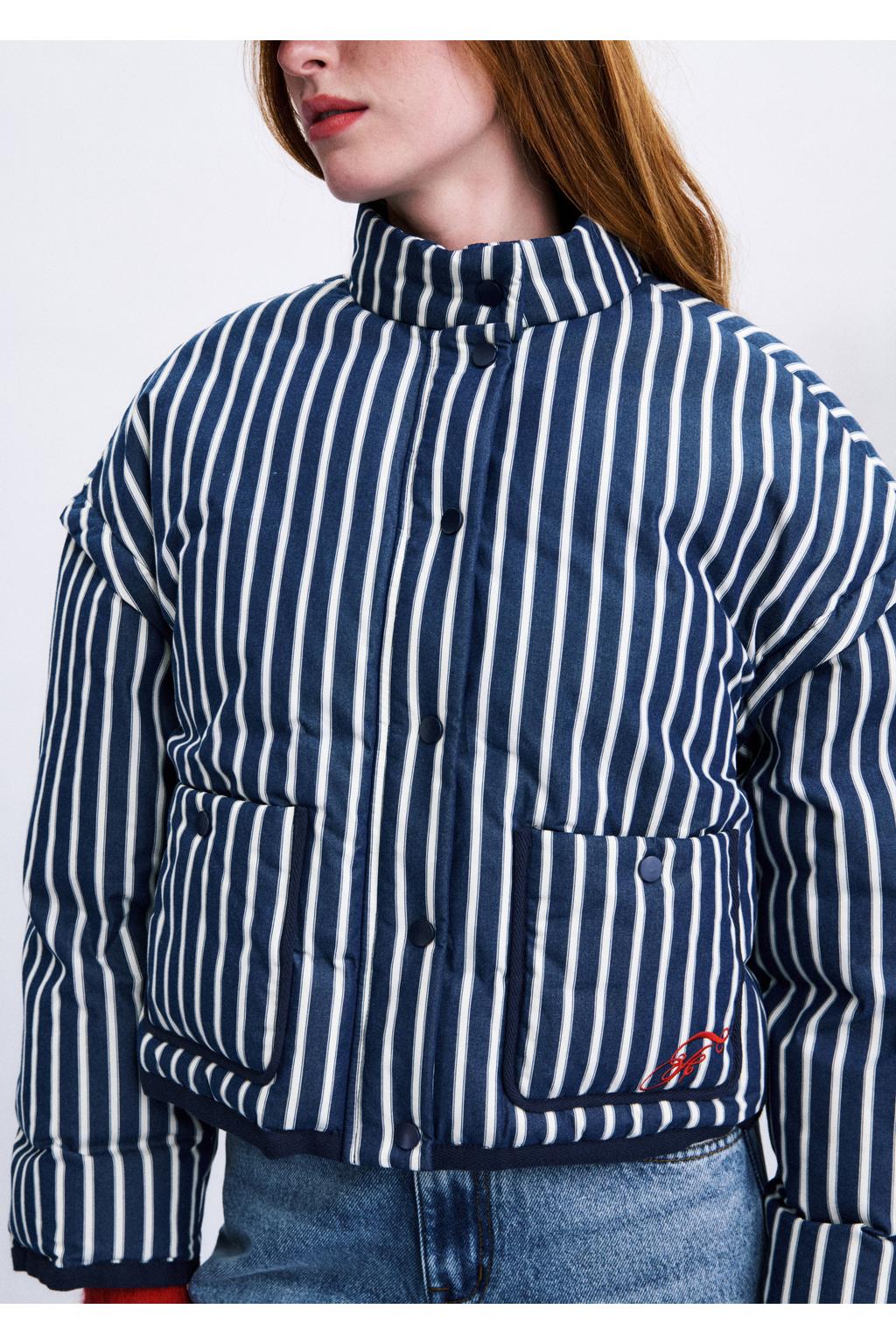 FRNCH gestreepte bodywarmer - blauw