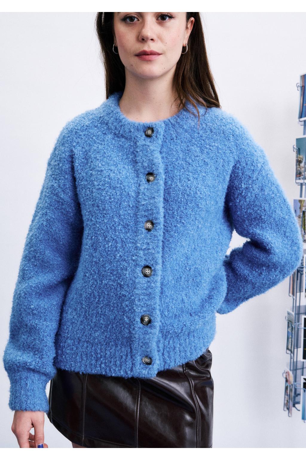 FRNCH wollen gebreid vest - blauw