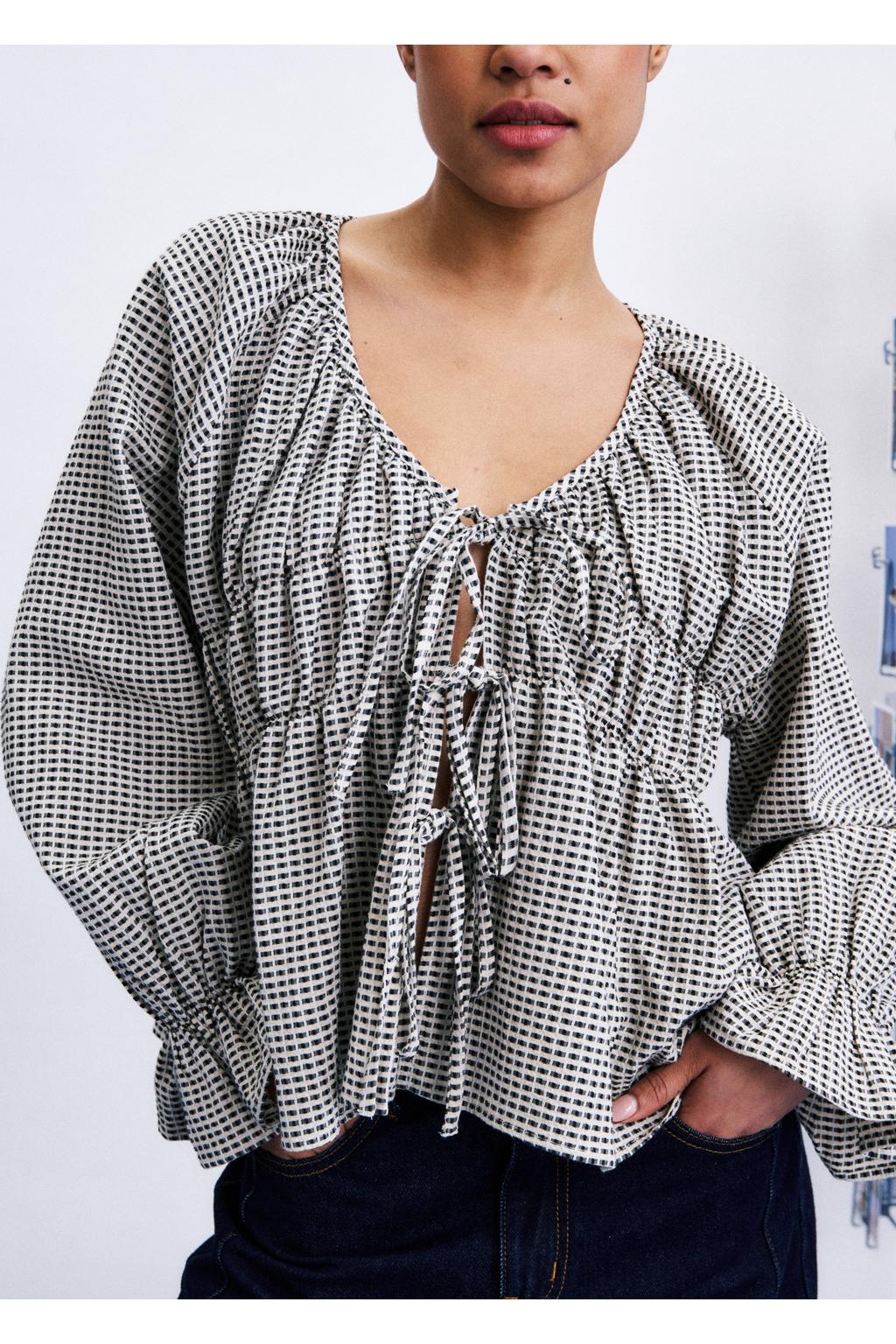 FRNCH geruite blouse - wit