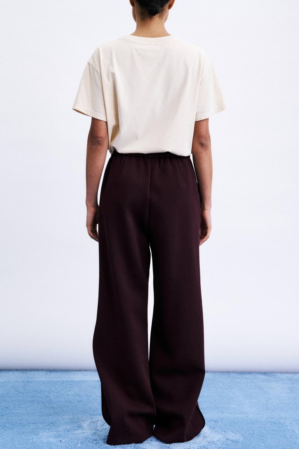 FRNCH high waist wide leg broek - bordeauxrood