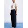 FRNCH wide leg geruite broek - donkerblauw