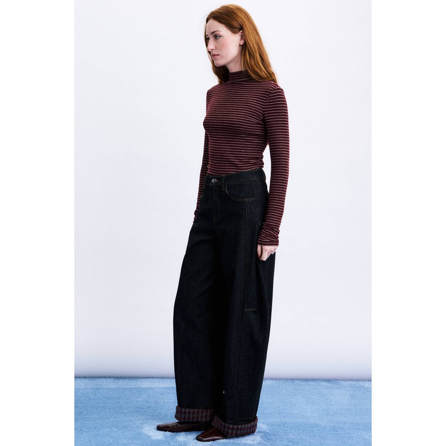 FRNCH wide leg jeans donkerblauw denim