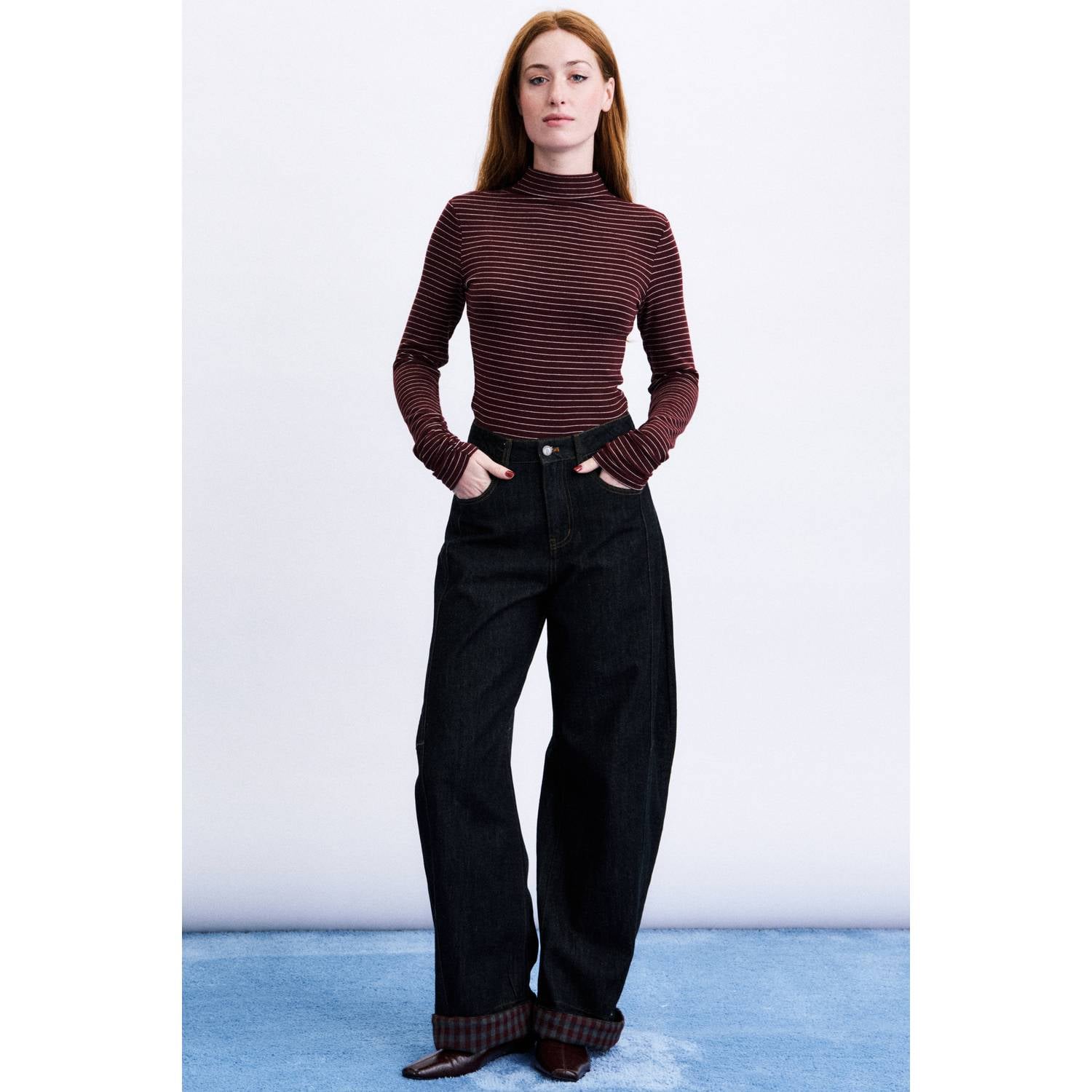 FRNCH wide leg jeans donkerblauw denim