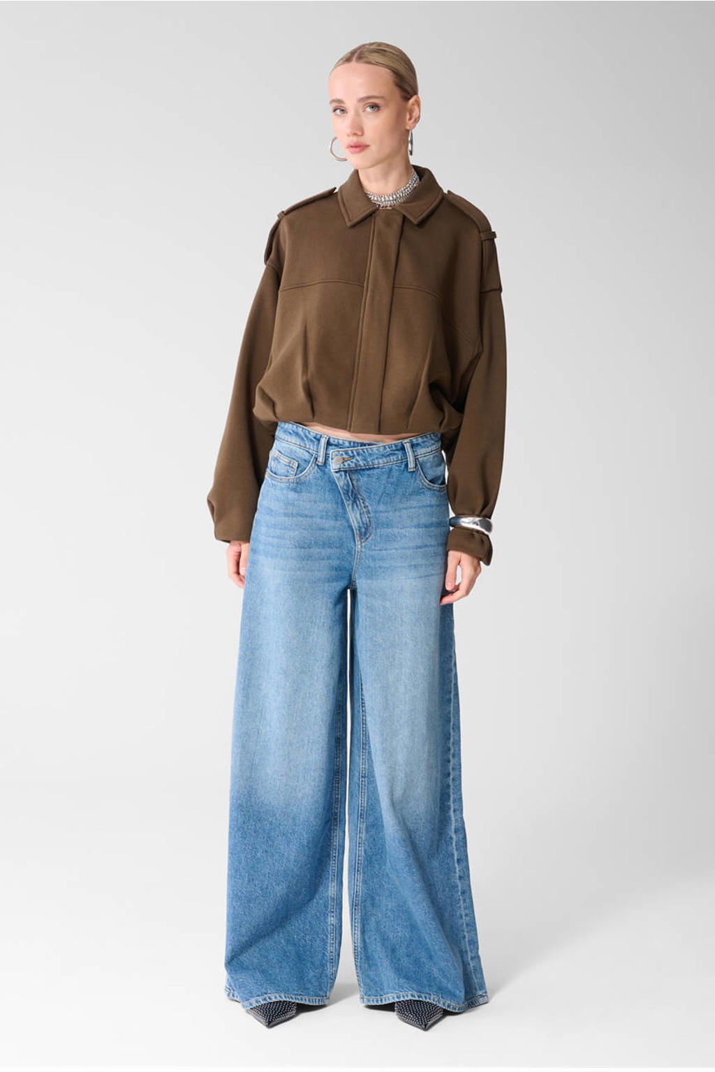 Shoeby wide leg jeans - medium blauw