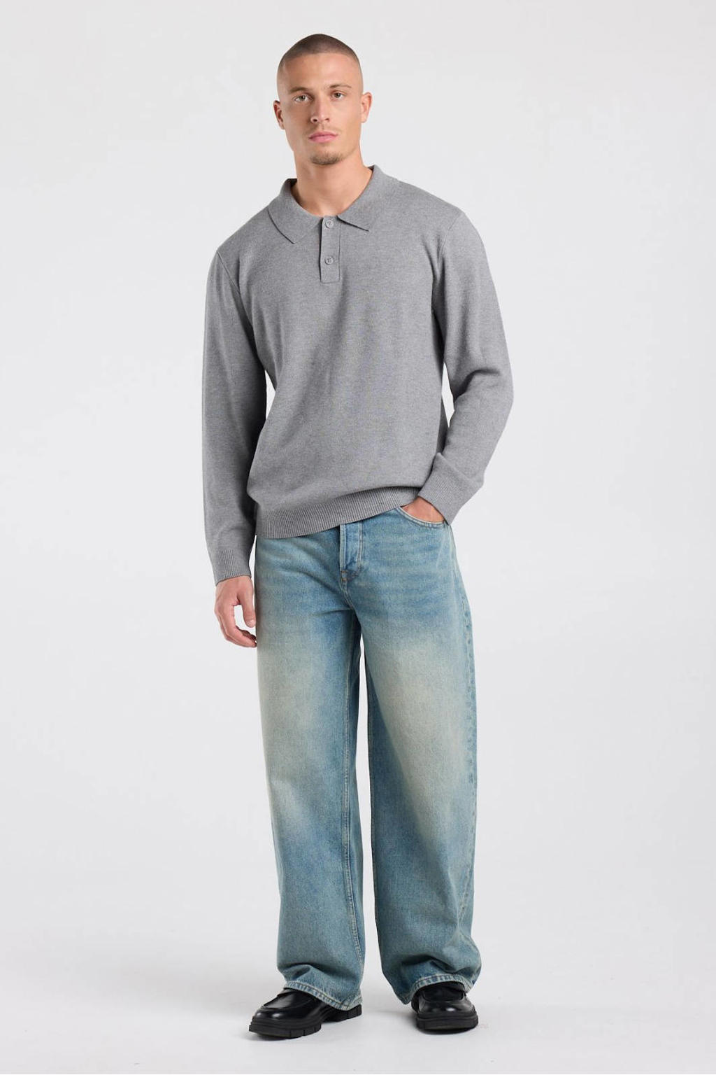 America Today regular fit polo - middengrijs