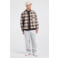 America Today loose fit geruite overhemd - wit/bruin