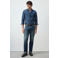 Mango Man denim slim fit casual overhemd - donkerblauw