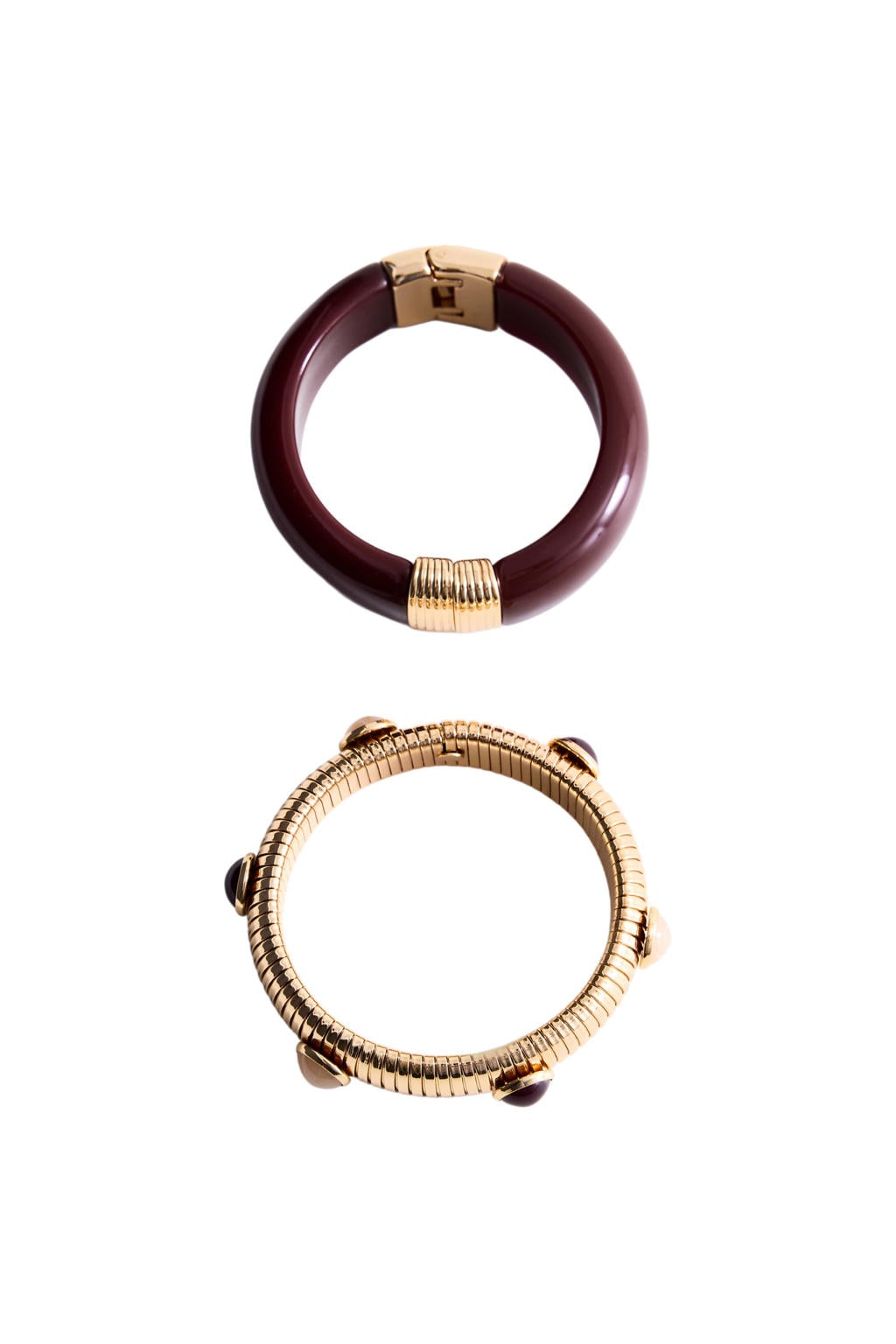 Mango armband - set van 2 goudkleurig/rood
